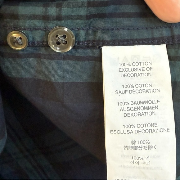 J. Crew Plaid Button Down Shirt Beaded Pockets Blue & Green Size 4 #1809 - Picture 5 of 6